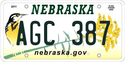 NE license plate AGC387
