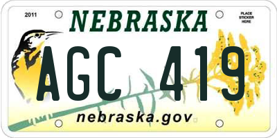 NE license plate AGC419