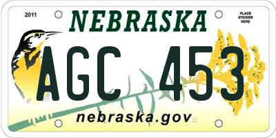 NE license plate AGC453