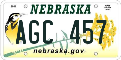 NE license plate AGC457