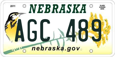 NE license plate AGC489