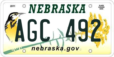 NE license plate AGC492
