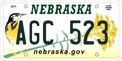 NE license plate AGC523