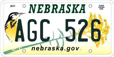 NE license plate AGC526