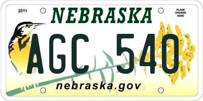 NE license plate AGC540