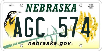 NE license plate AGC574
