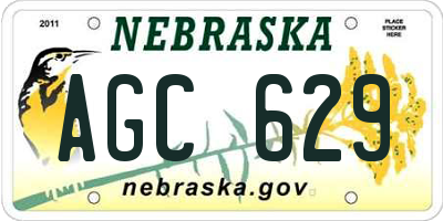 NE license plate AGC629