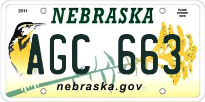 NE license plate AGC663