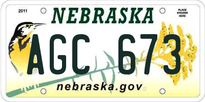NE license plate AGC673