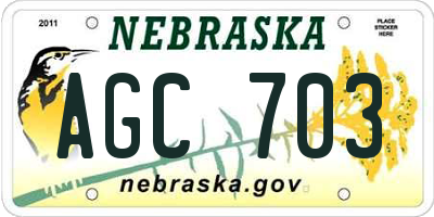 NE license plate AGC703