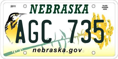 NE license plate AGC735