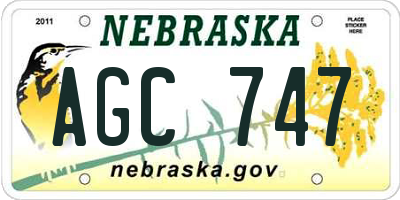 NE license plate AGC747