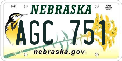 NE license plate AGC751
