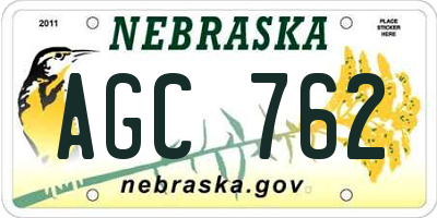 NE license plate AGC762