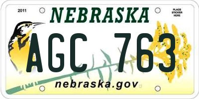 NE license plate AGC763