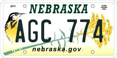 NE license plate AGC774