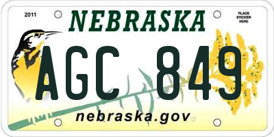NE license plate AGC849