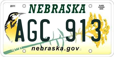 NE license plate AGC913