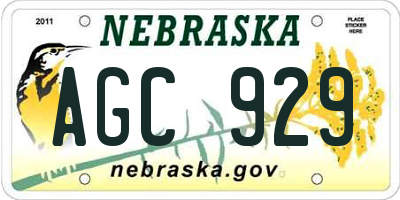 NE license plate AGC929