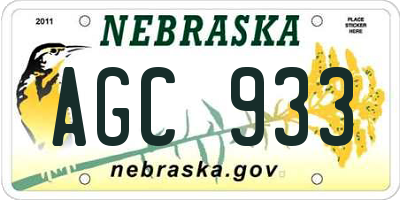NE license plate AGC933