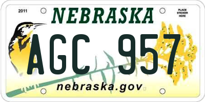 NE license plate AGC957