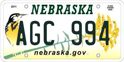NE license plate AGC994