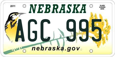 NE license plate AGC995