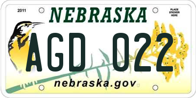 NE license plate AGD022