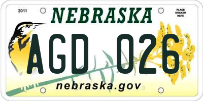 NE license plate AGD026