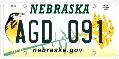 NE license plate AGD091