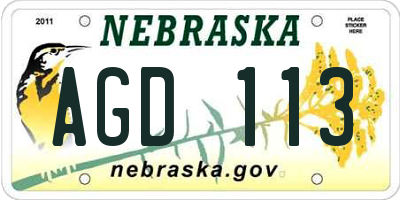 NE license plate AGD113