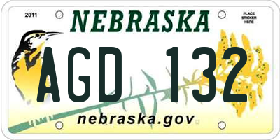 NE license plate AGD132