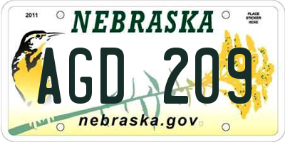 NE license plate AGD209
