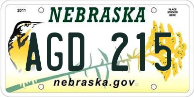 NE license plate AGD215