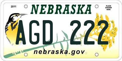NE license plate AGD222