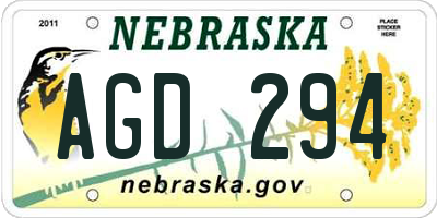NE license plate AGD294