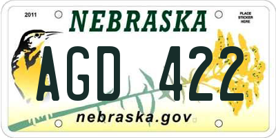 NE license plate AGD422