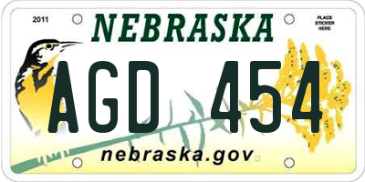 NE license plate AGD454
