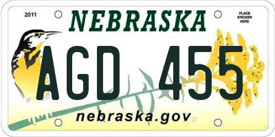 NE license plate AGD455