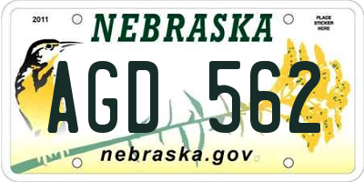 NE license plate AGD562