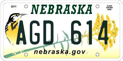 NE license plate AGD614