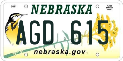 NE license plate AGD615