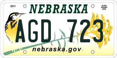 NE license plate AGD723