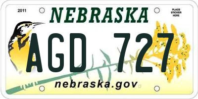 NE license plate AGD727