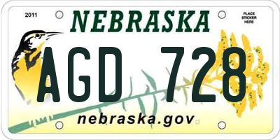 NE license plate AGD728