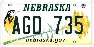 NE license plate AGD735