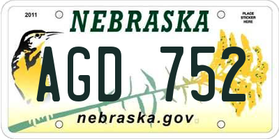 NE license plate AGD752