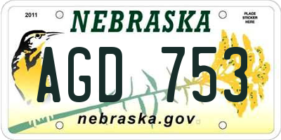 NE license plate AGD753