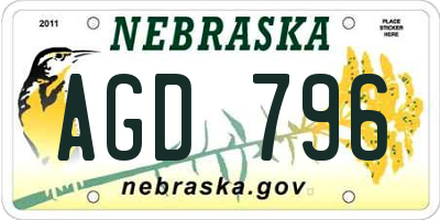 NE license plate AGD796