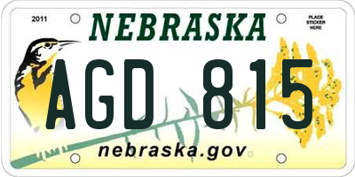 NE license plate AGD815